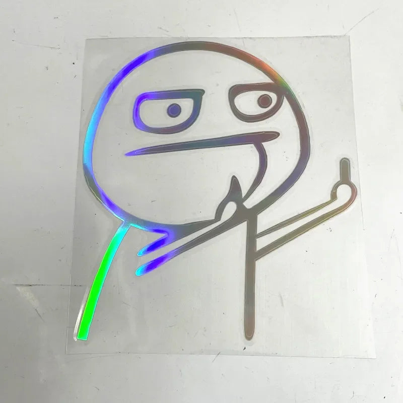 Cartoon Funny Middle Finger Reflective Vinyl Sticker Motorcycle