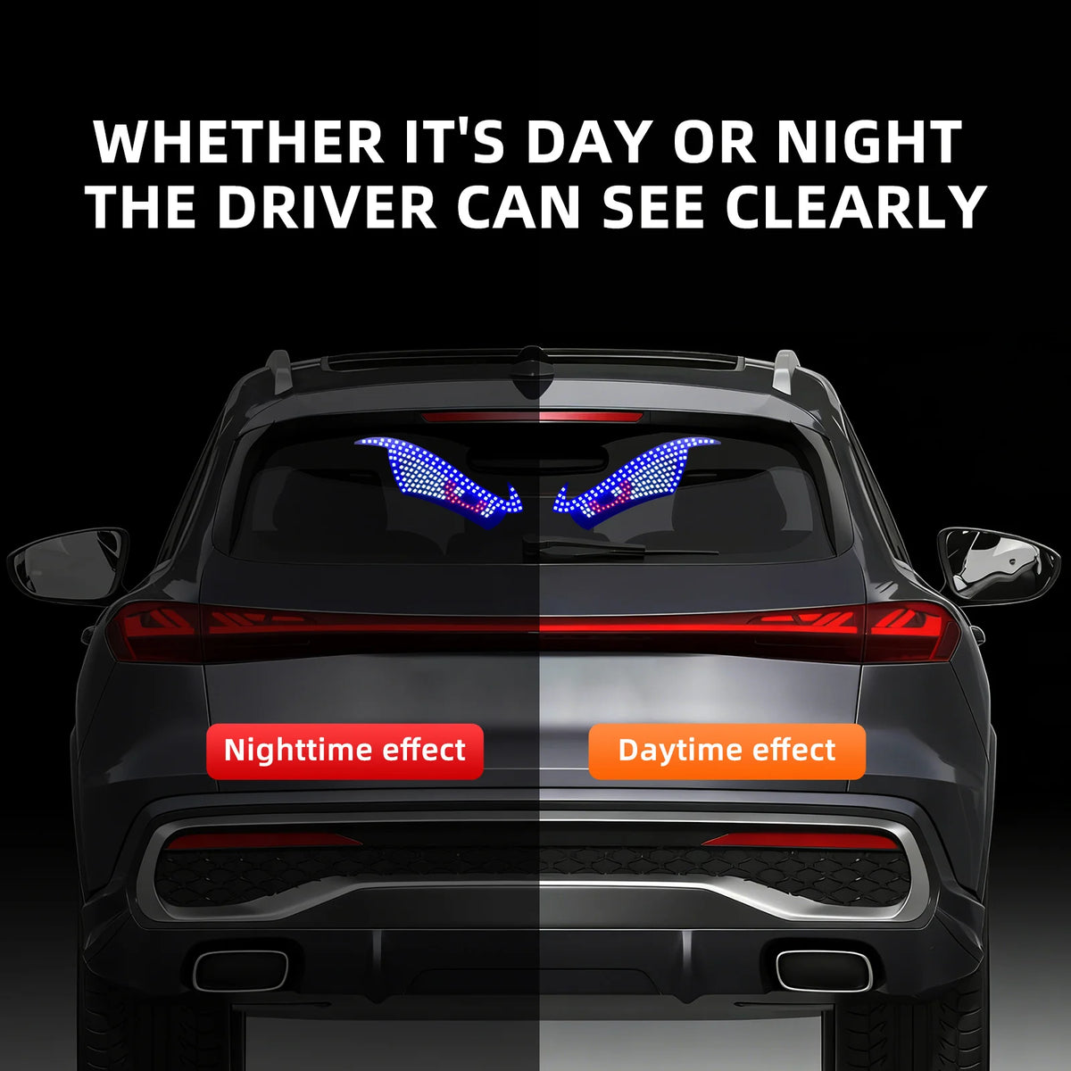 USB Dynamic Big Devil Eyes Light For Cars Truck Eyes Display LED Decorative Light Panel 11 Modes Soft Glow Expression Li