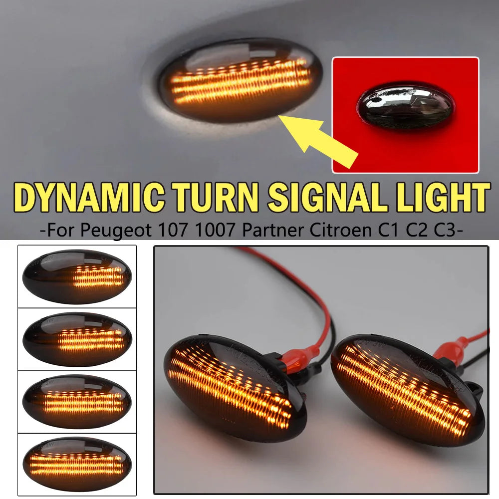 For Peugeot 1007 107 206 307 2X Dynamic Turn Signal Side Marker