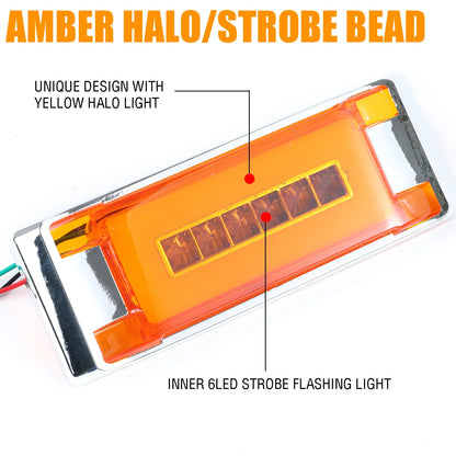 Yellow Square Side Marker Clearance Halo Ring 12V 24V