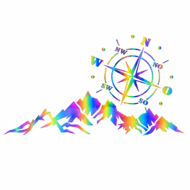 Personality Sticker Compass Navigate Mountain Offroad Pvc Decal
