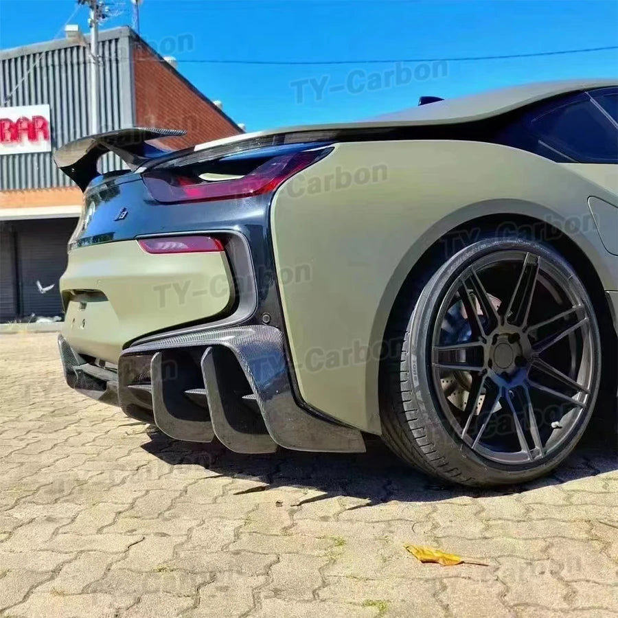 For BMW I8 2014-2020 Real Carbon 2PCS Rear Bumper Diffuser