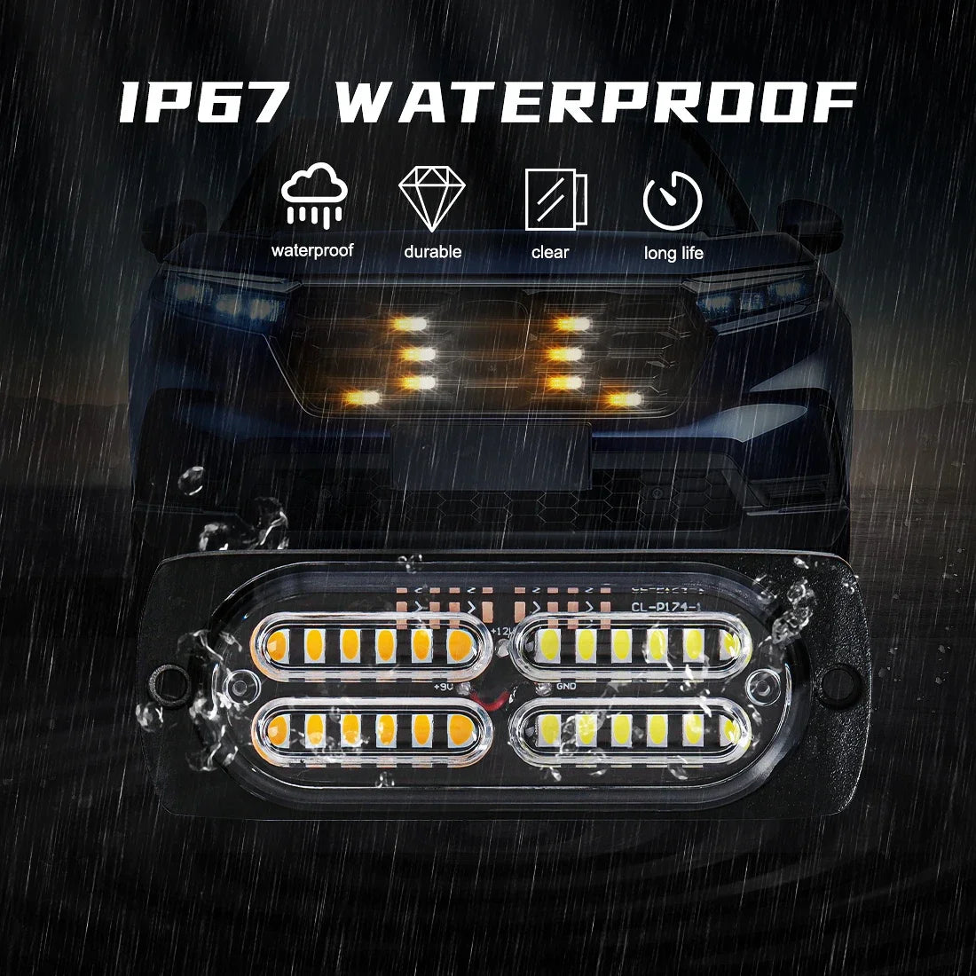 8PCS Bright Strobe Front Grill Warning Controller Fit Firefighter