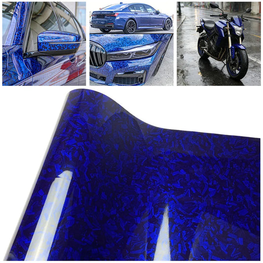 For Auto Body Glossy Blue Forged Carbon Fiber Vinyl Wrap