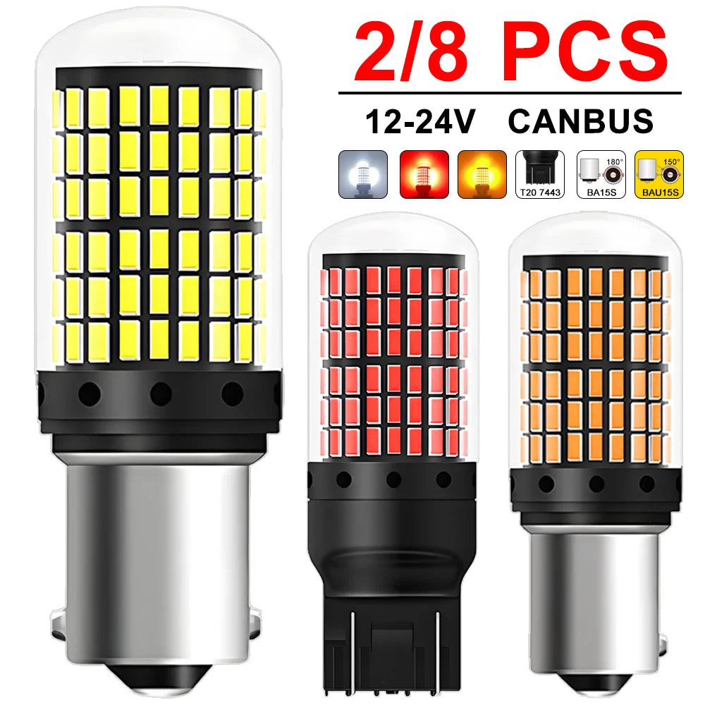 For 6500K White 2-8 Canbus T20 7443 P21W py21w 1156 ba15s bau15s