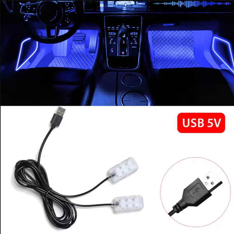 Foot Ambient USB Cigarette Lighter Backlight Music Control APP