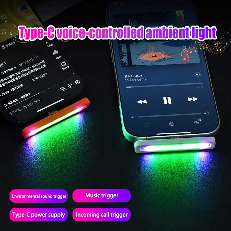 Ambient Lighting type-c Plug Play Voice Control Rhythm Function