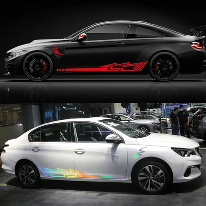 6PCS Body Side Stickers Lightning Graphics Long Stripes Vinyl