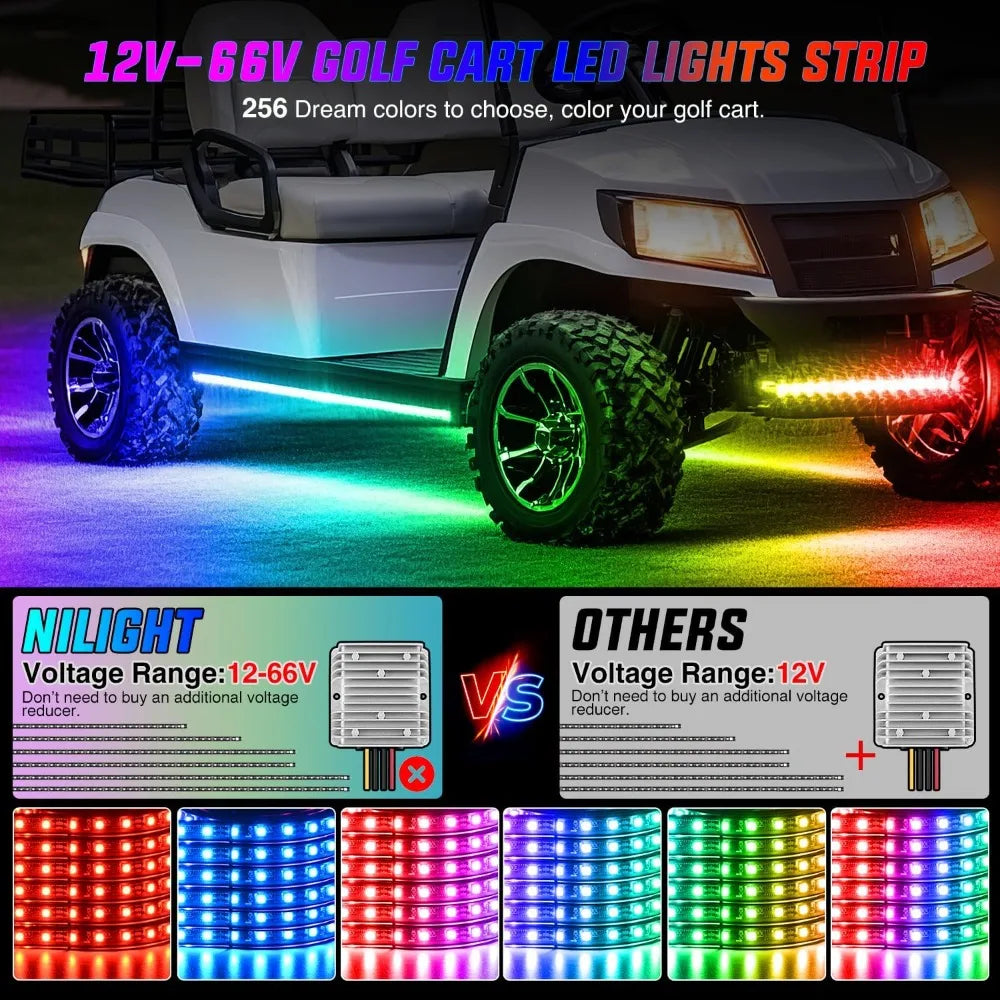 Nilight 6PCS Golf Cart Underbody Kit Neon Strip Remote