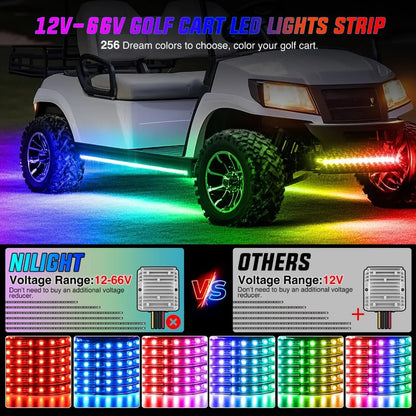 Nilight 6PCS Golf Cart Underbody Kit Neon Strip Remote