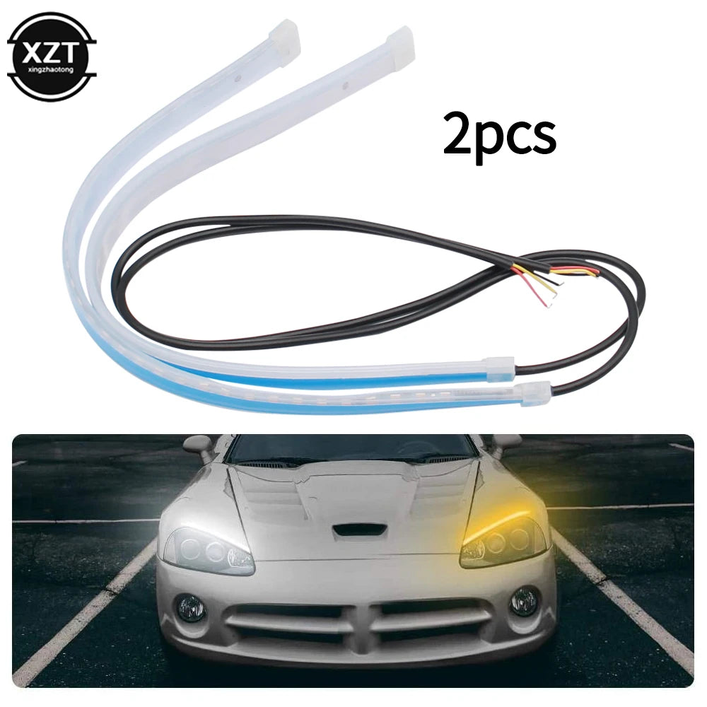 1pair Drl ultra-thin Daytime Running Flexible Waterproof Turn