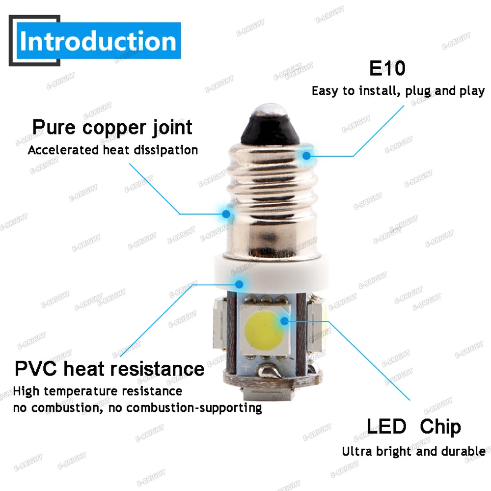 E10 Flashlight 10PCS Dc 6V 6.3v 5050 Smd Bulb