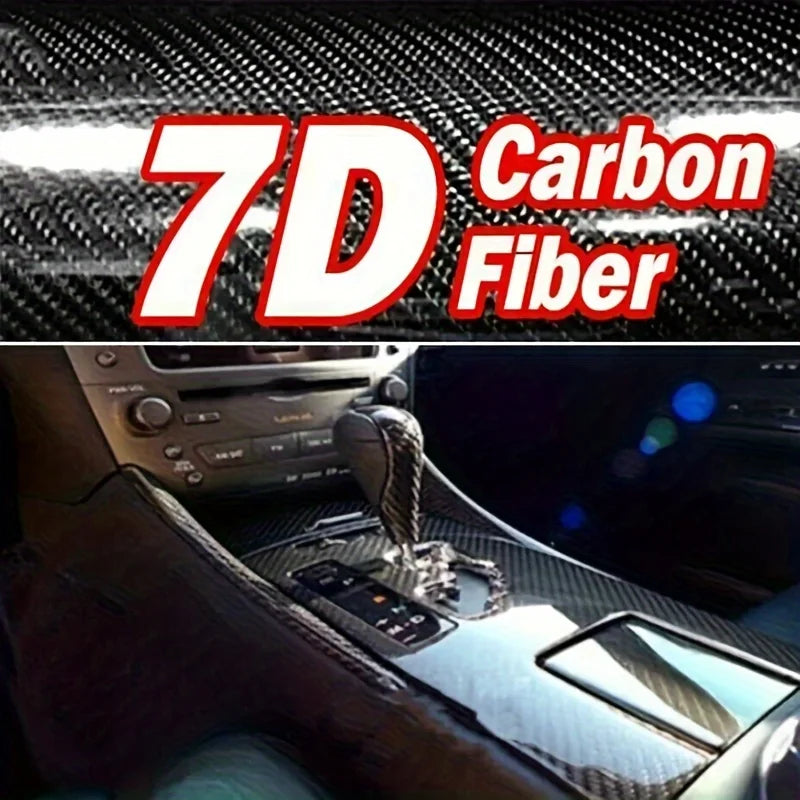 7D Carbon Fiber Film Interior Moulding Stickers Pu Leather