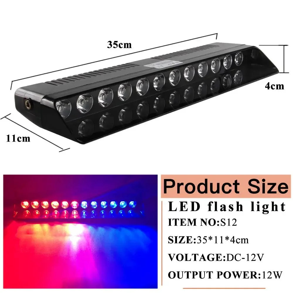 Warning Strobe 12LED Stroboscope Signal Lamps Flash Dash Vehicles