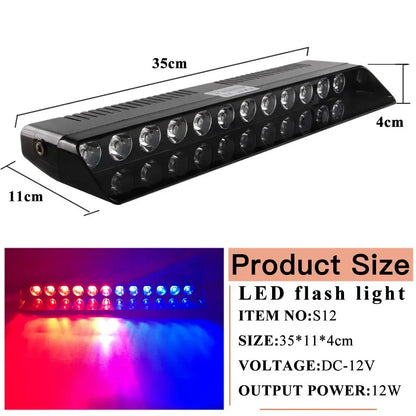 Warning Strobe 12LED Stroboscope Signal Lamps Flash Dash Vehicles
