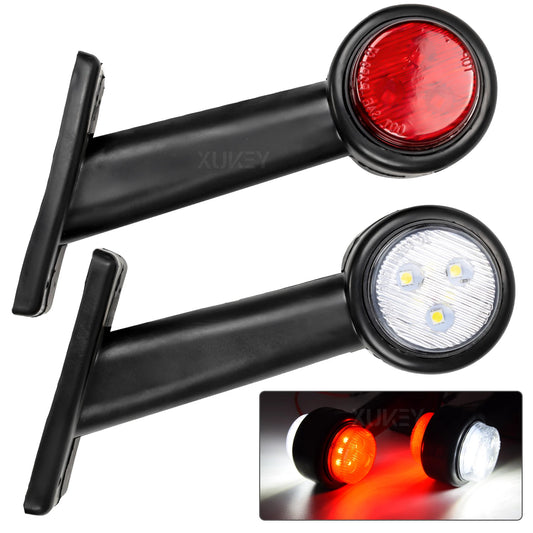 2X Side Rubber Stalk Marker Red Amber Outline 12V