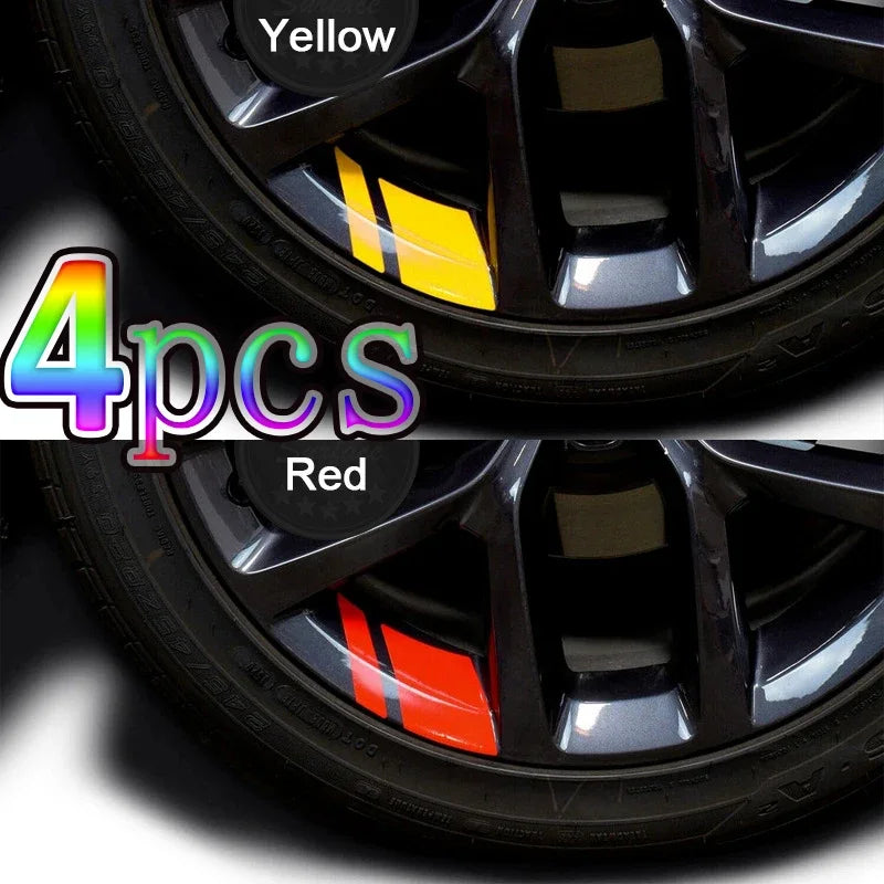 For Decorative 4PCS Sticker Reflective Wheel Rim Vinyl Warning