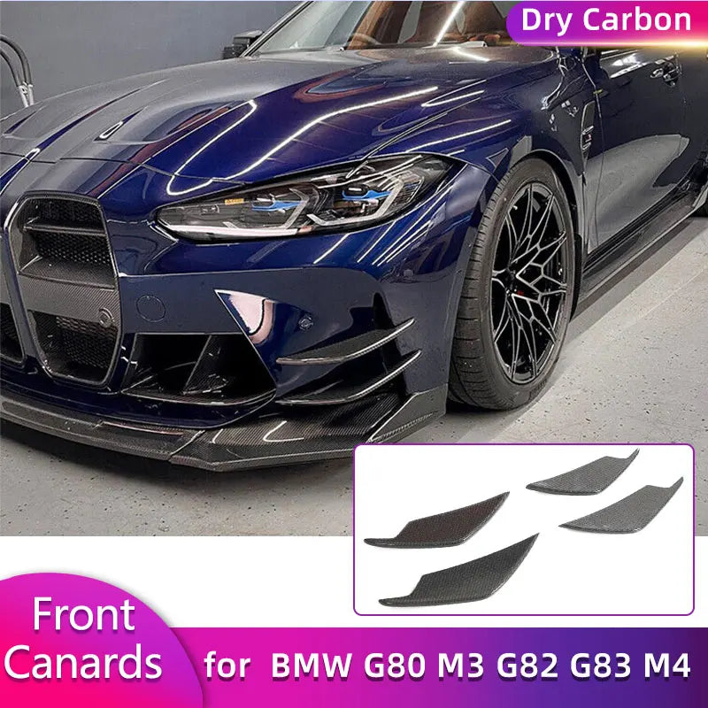 For BMW G80 M3 G82 G83 Dry Carbon Fiber Front Bumper Canards