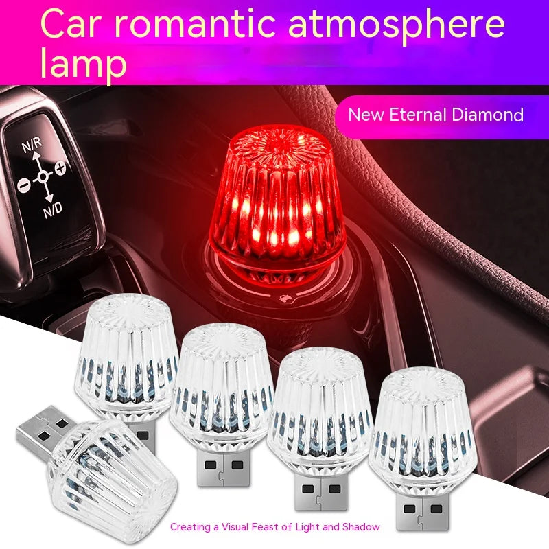Cigarette Lighter USB Atmosphere MINI Colorful Night wiring-free