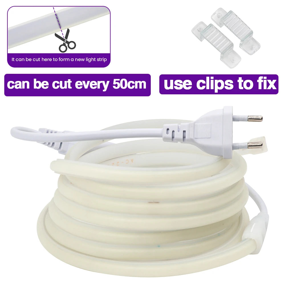 220V Cob Strip White Red Ice Blue Pink Yellow