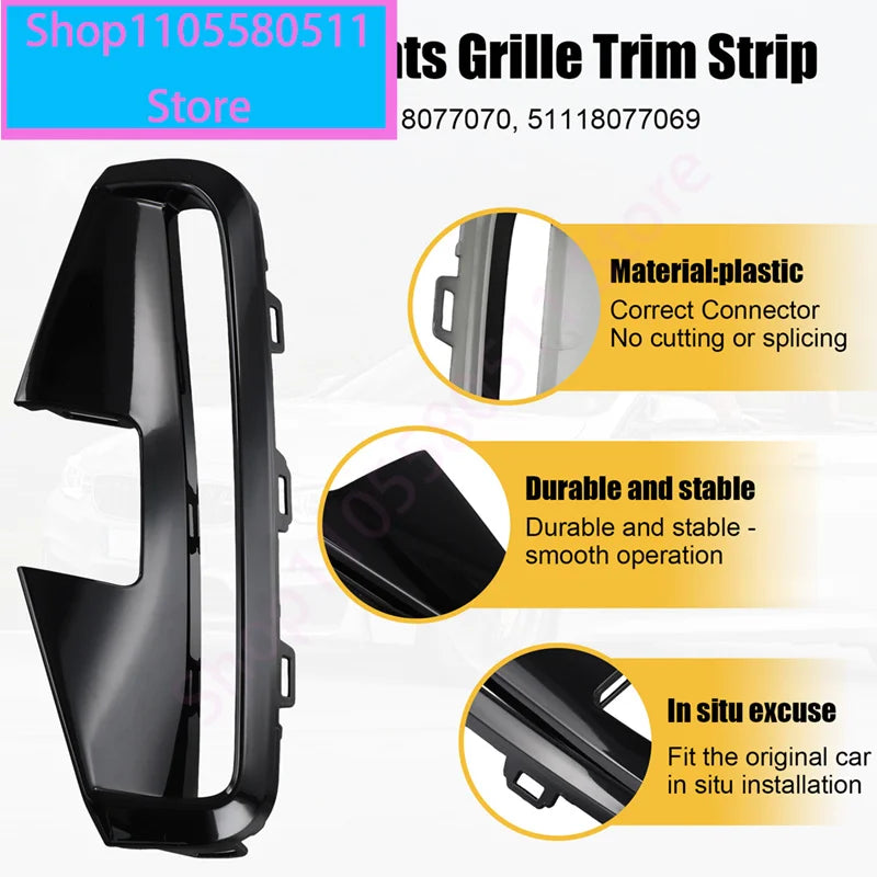 For BMW 4 Series G22 G23 Front Bumper Fog Grille Trim Strip Kit