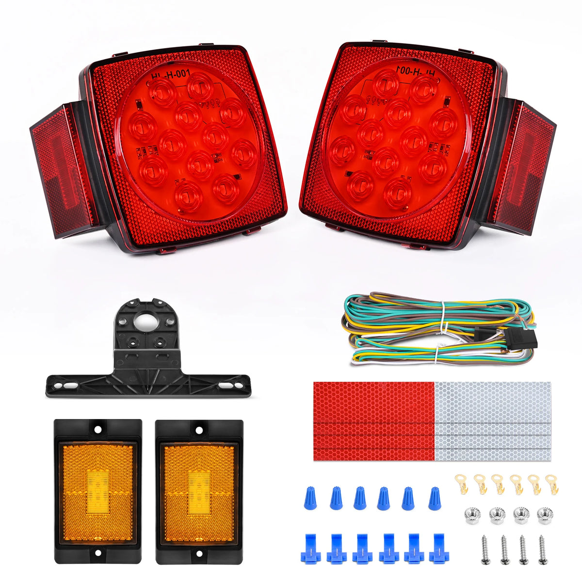 For 12V Utility Boat Camper Rv Nilight 2PCS Square Trailer Kit