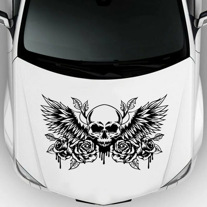 Skull Wings Flower Sticker Decal Roses Hood Body Door