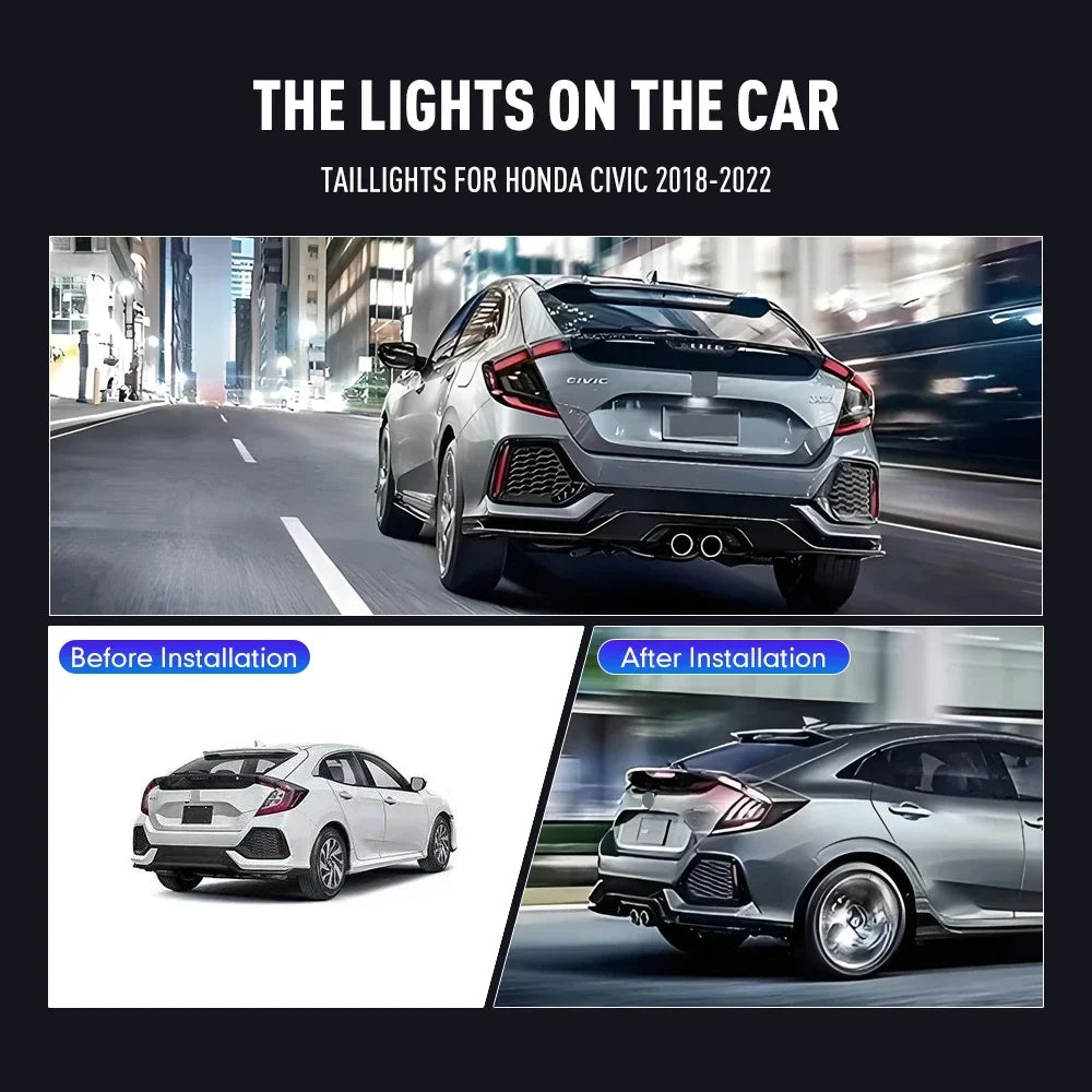 For Honda Civic 2018-2022 Drl Reverse Pair Tail Brake Turning
