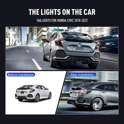 For Honda Civic 2018-2022 Drl Reverse Pair Tail Brake Turning