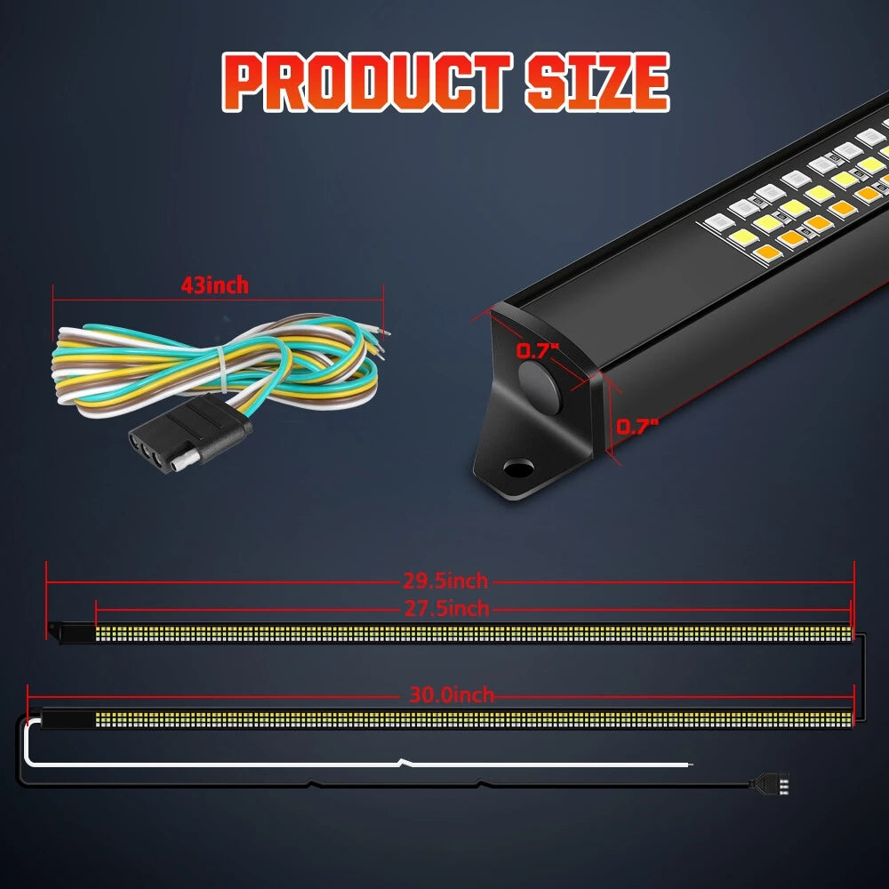 For Pickup 12V Inch Brake Turn Signal Warning Strip Truck Rear