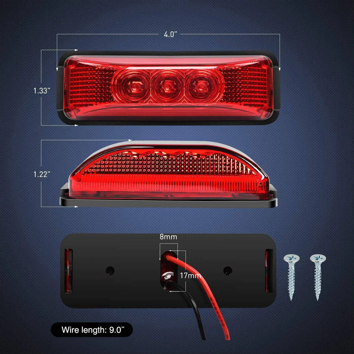 2PCS 24V 3.9inch Truck Trailer Red Front Rear Side