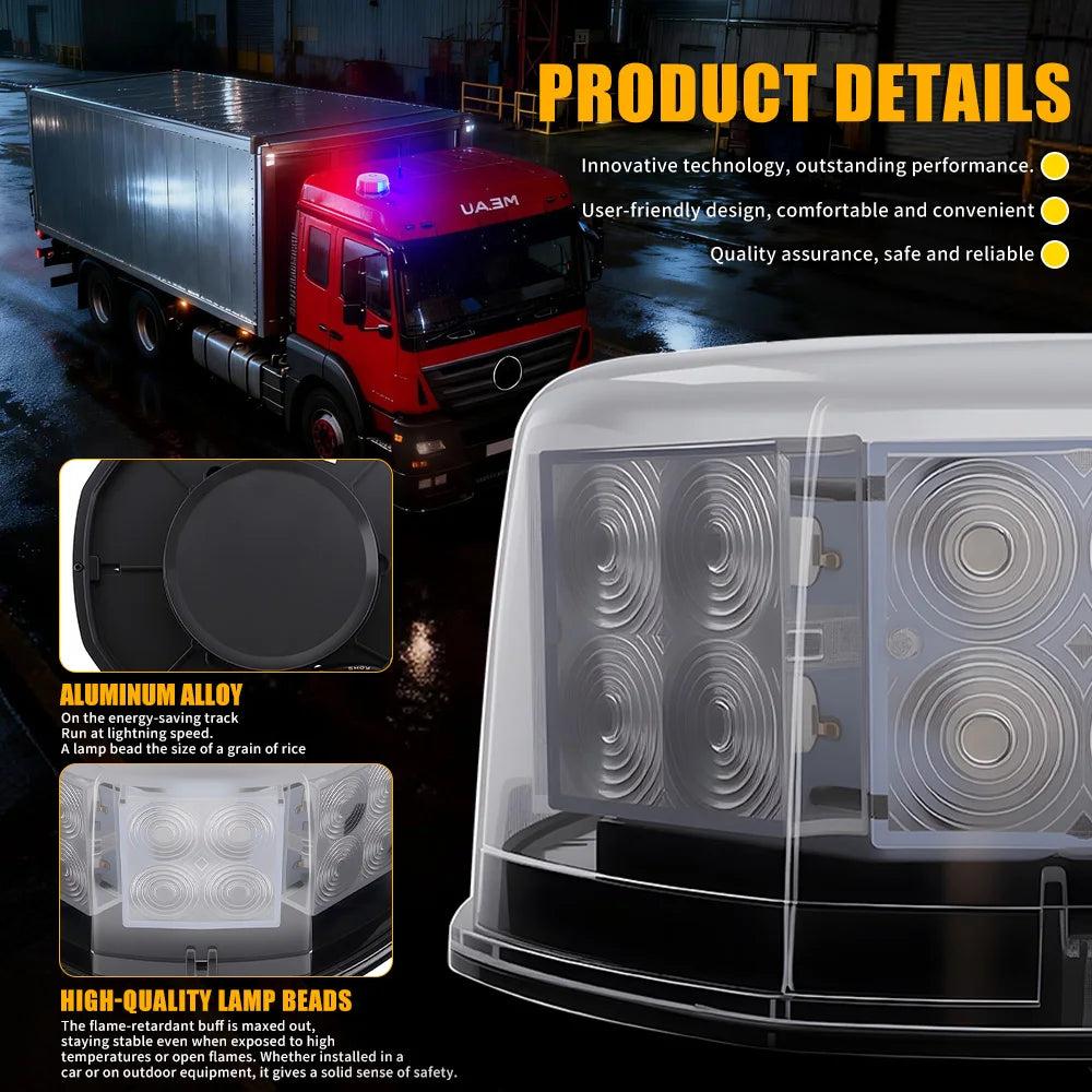 For Vehicles Strobe Rotating Emergency 12V 24V Flashing Warning