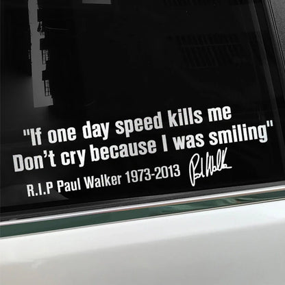 28x8cm r.i.p Paul Walker Sentences Reflective Sticker Motorcycle