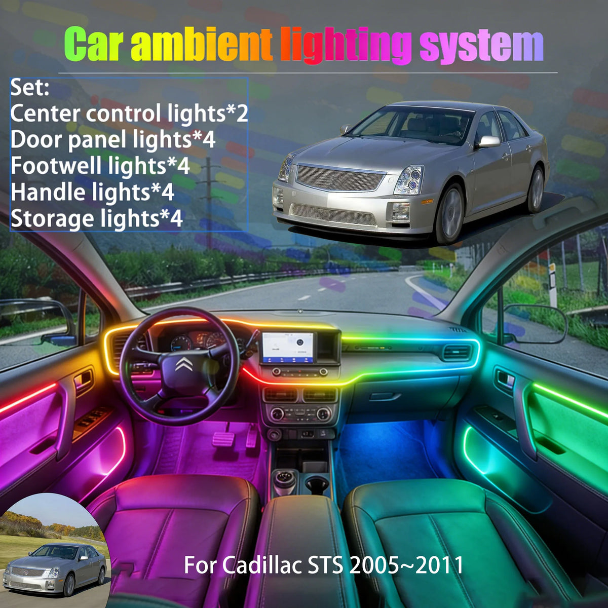 For Cadillac Sts 2005~2011 2 18 In Ambient Lighting Trunk