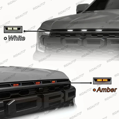 For Ranger Raptor Grille Amber White Pickup Truck 3PCS Kits Fit