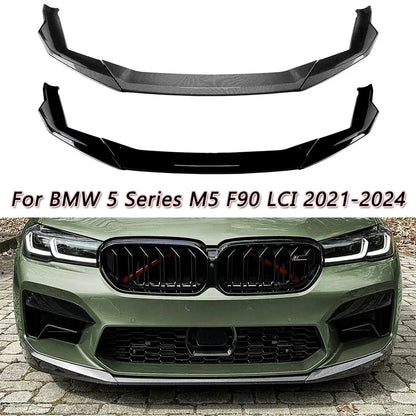 For BMW 5 Series M5 F90 Gloss Black Carbon Look Front Bumper Lip