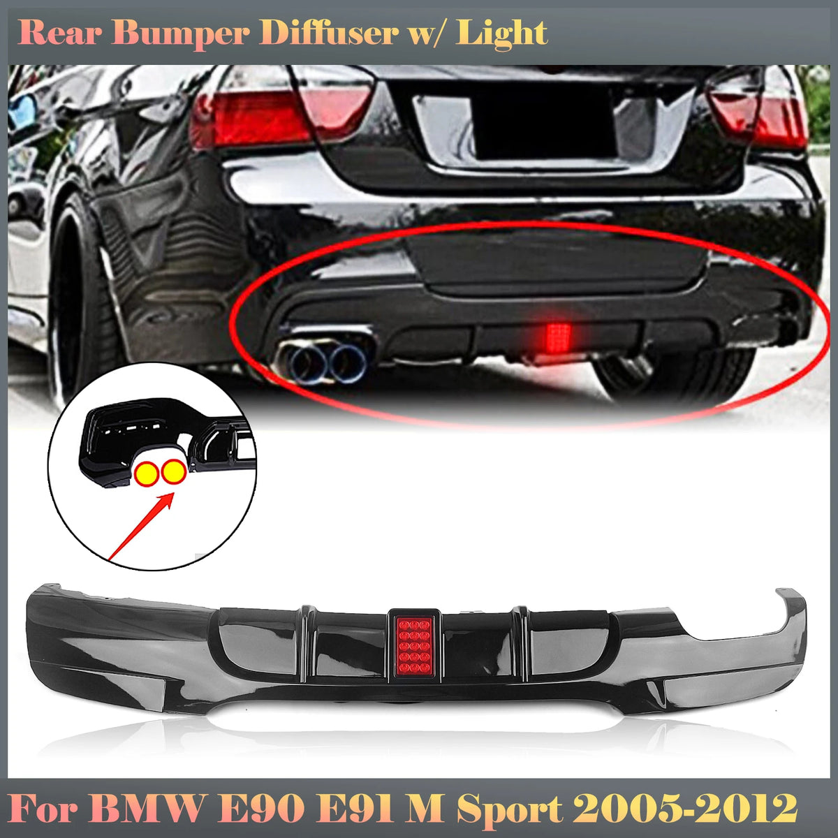 For BMW 3 Series E90 E91 Rear Bumper Diffuser Lip 318I 320I 325I