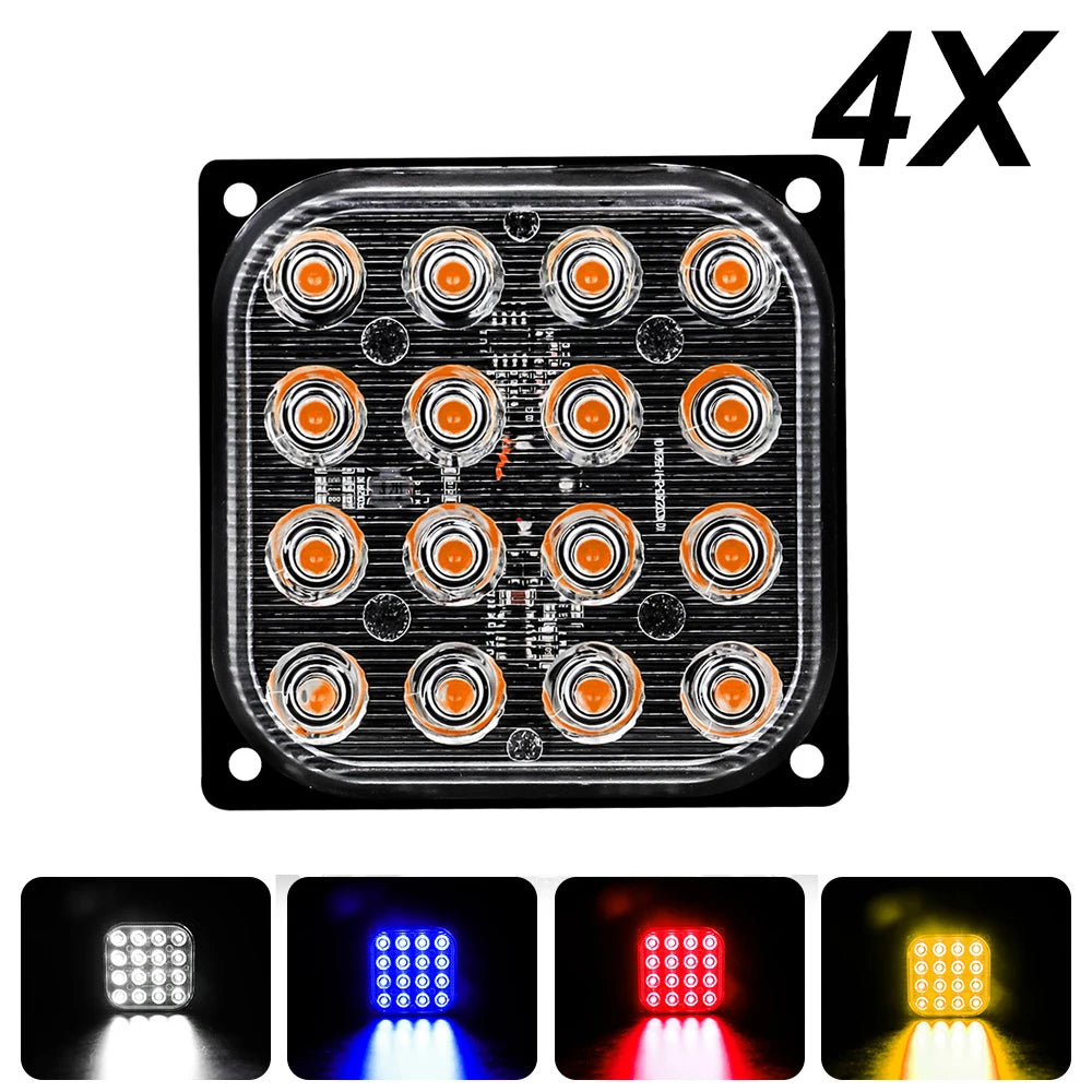 4X Truck 12V 24V 6SMD Strobe Warning Grille Flashing