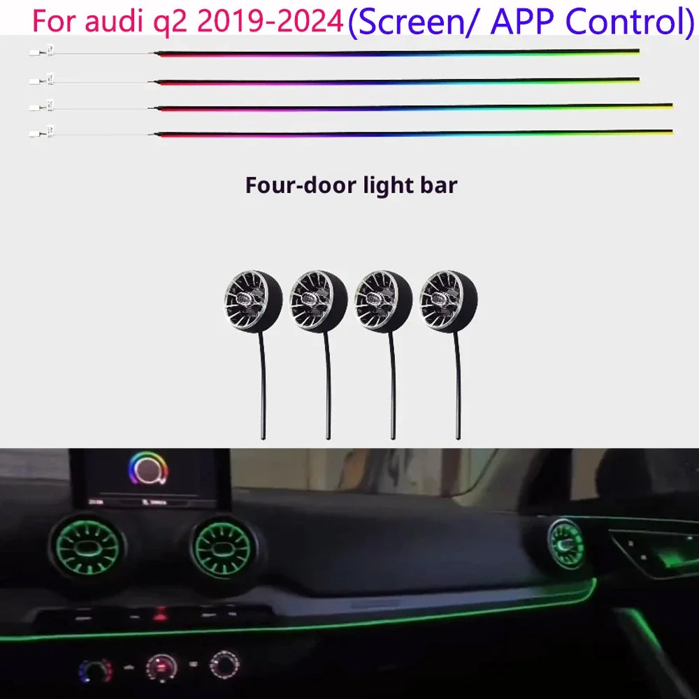 For Audi Q2 2019-2024 LED Interior Ambient Atmosphere Lighting