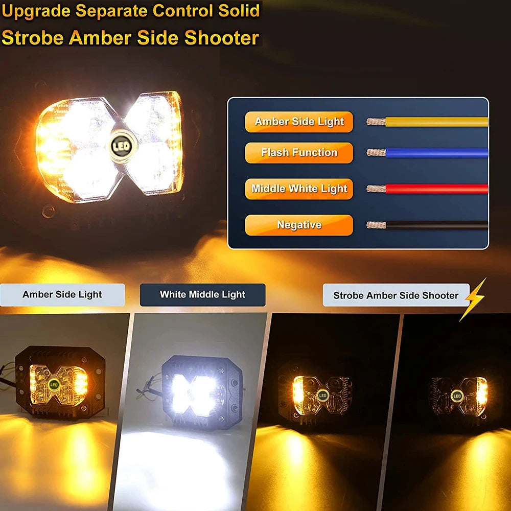 For Off Road Jeep 2PCS Front Rear Flush Mount Pods Driving Lamps