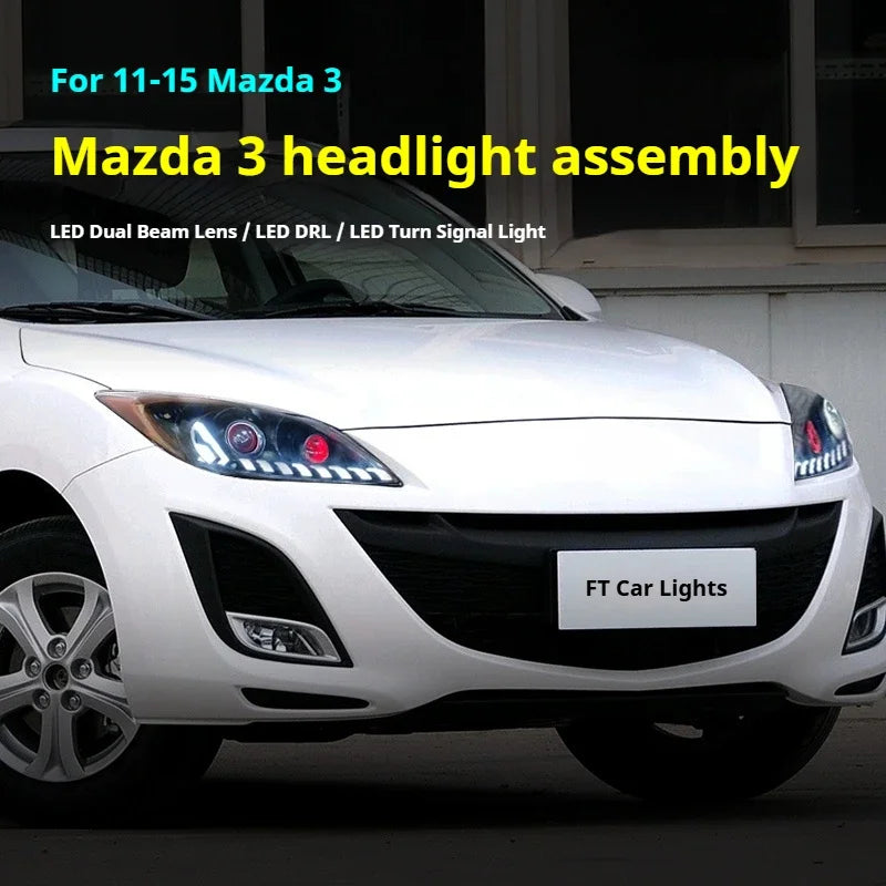 For Mazda 3 Headlights 2011-2015 Upgrade Ft Projetor Headlamp