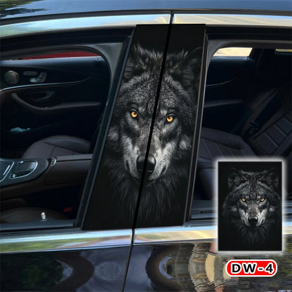 2PCS Wolf Sticker b-pillar Vinyl Decal Animal Door Post