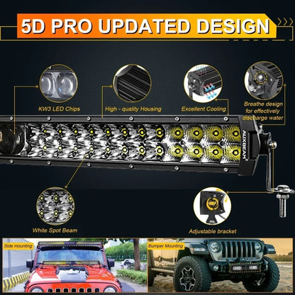 Auxbeam 12 Inch 5D Pro Series Spot Work Bar