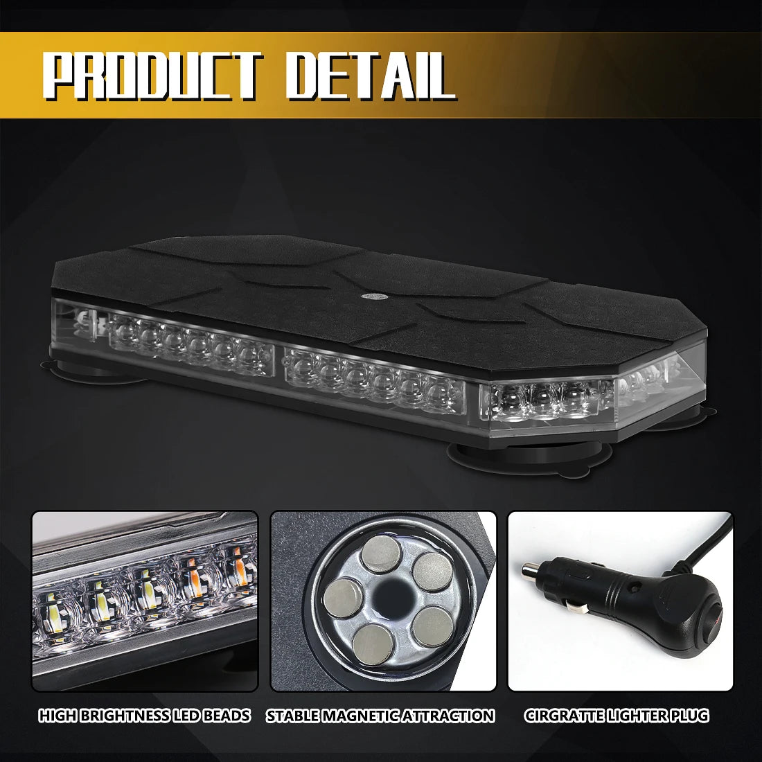 12V 24V Roof Strobe Warning Safety Magnetic Mount Smart