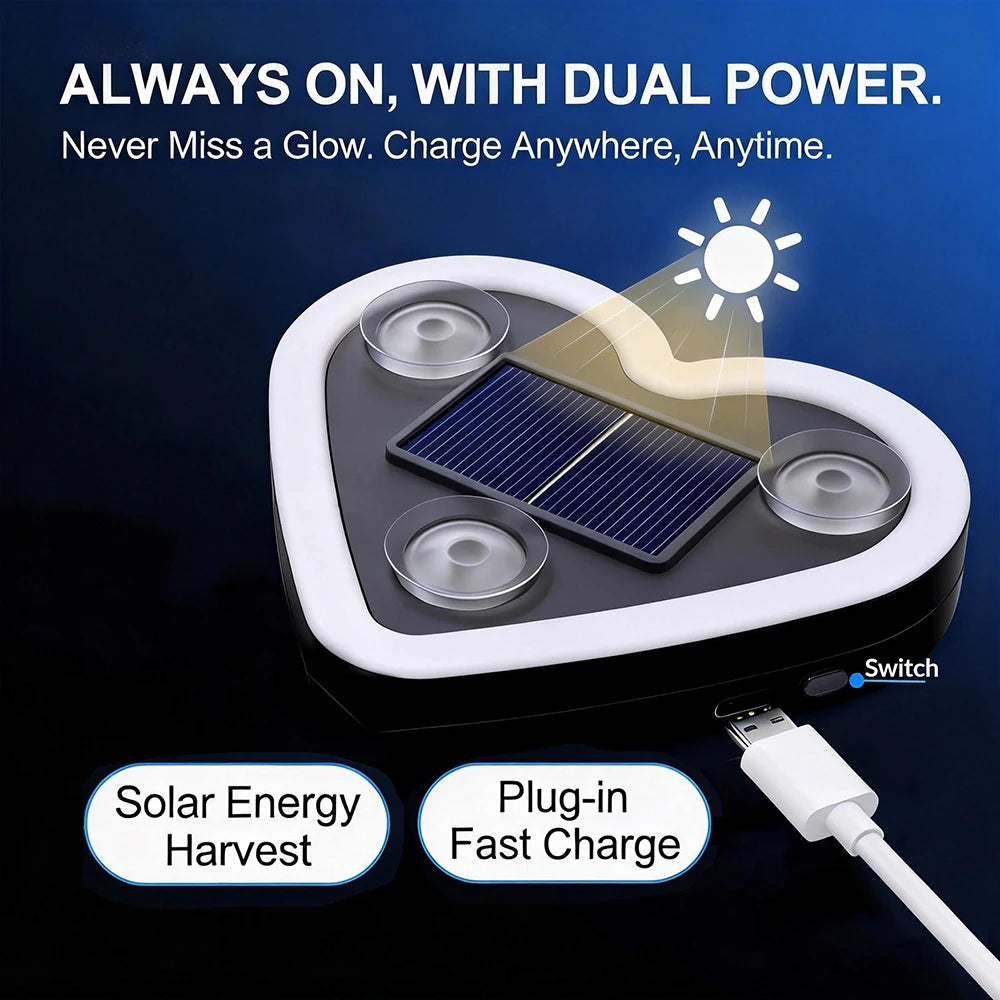 Solar Powered RGB Ambient Heart Shaped Dynamic Neon Atmosphere