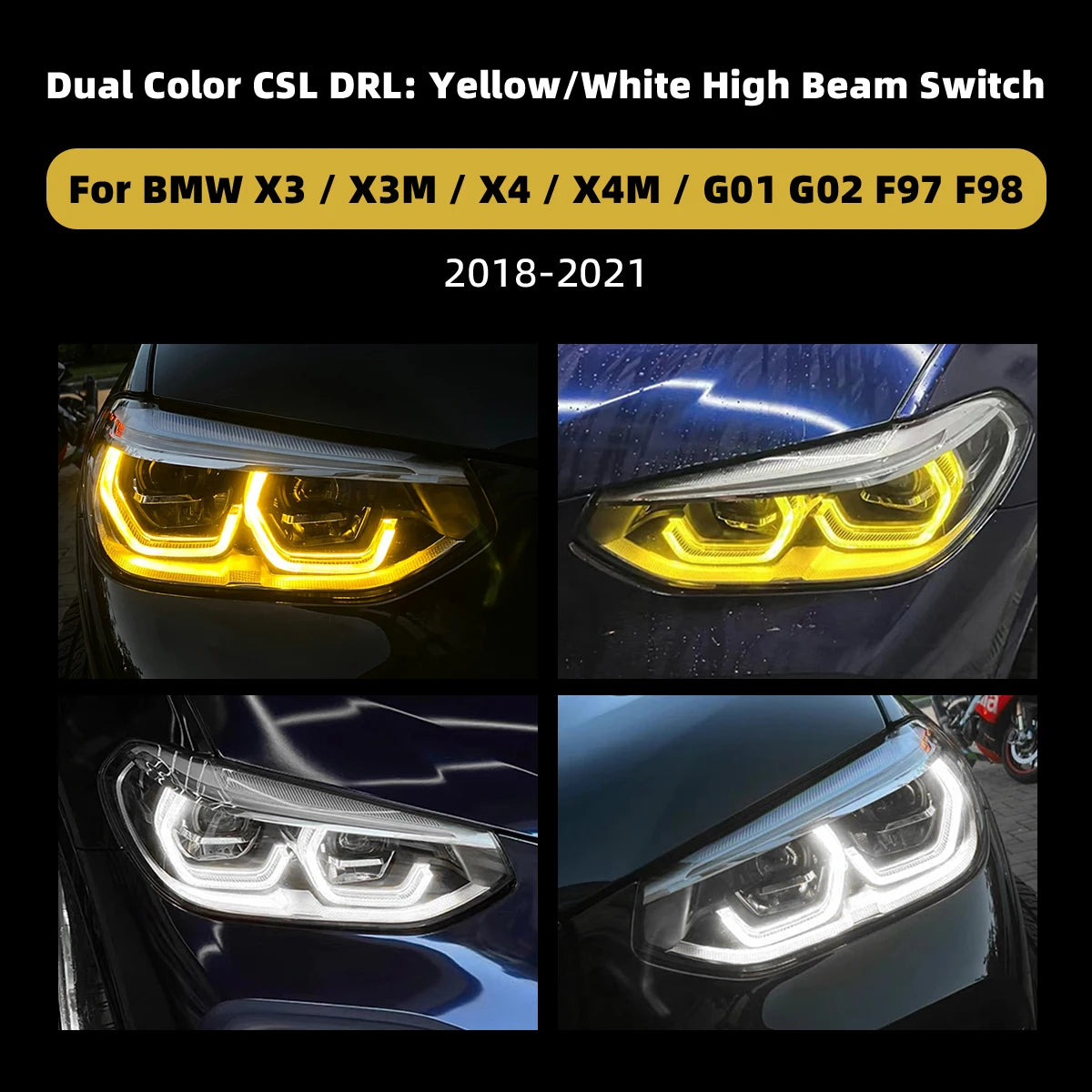 For BMW X3 X3M X4 X4M G01 G02 F97 F98 2018-2021 Dual Color Drl