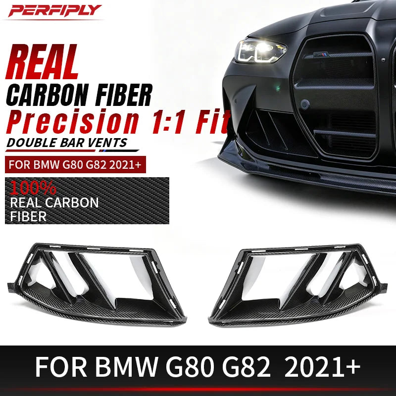 For BMW M3 G80 G81 M4 Real Dry Carbon Fiber Front Bumper Vents