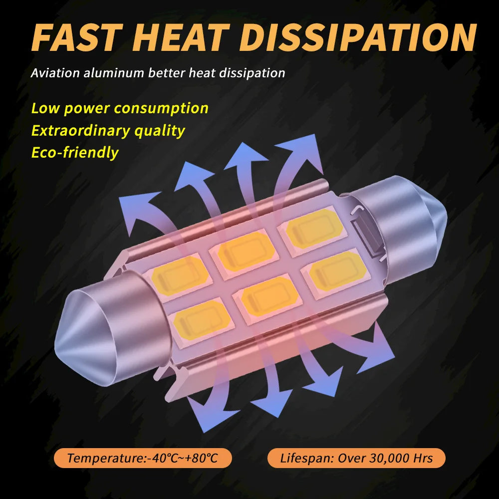 4PCS C5W Bulb Canbus Festoon C10W Dome Reading Interior