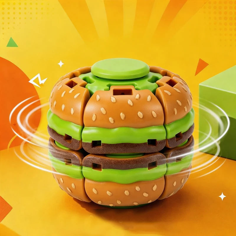 Portable Hamburger Shaped Press Spin Fidget Ball Fingertip