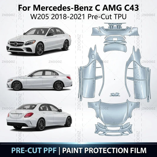 For Mercedes-Benz C Amg C43 W205 2018-2021 pre-cut Tpu Ppf Self